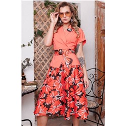 Мода Юрс 2641-1 оранж_цветы, Юбка,  Жакет