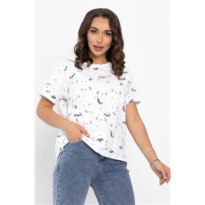 Футболка Мэнси (белая/цветы) Б14127-4М