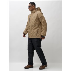 Горнолыжный костюм мужской зимний бежевого цвета 383B