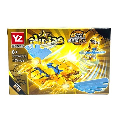 Конструктор NINJAS 8в1 Ниндзя и самолет-трансформер 47дет. 14*9см  / YZ7016-2