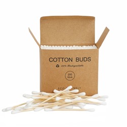 Бамбуковые ватные палочки в экологичной упаковке, 200 шт.
