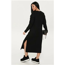 Платье длинное из футера чёрного цвета