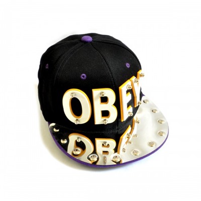 Бейсболка 3D "OBEY", хром (black & violet)