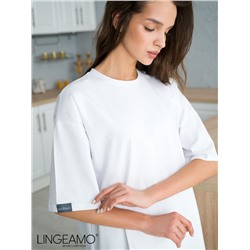 Трикотажная женская футболка оверсайз LINGEAMO белая ВФ-14 (1)