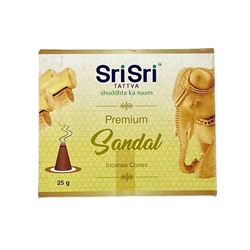 Premium SANDAL Incense Cones, Sri Sri Tattva (Премиум САНДАЛ благовония конусы, Шри Шри Таттва), 25 г.