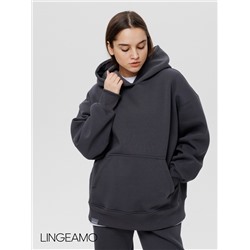 Женский худи оверсайз из футера с начесом Lingeamo темно-серый ВК-24 (13)