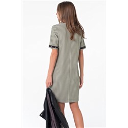 Платье повседневное прямое в полоску на хаки