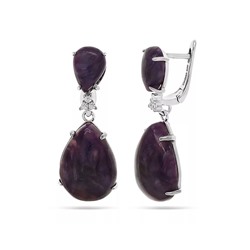 Серьги из серебра чароит, МЦВ077