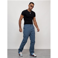 Брюки утепленный мужской зимние спортивные синего цвета 21137S