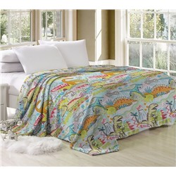 Покрывало-плед "Динозавры" фланель-микрофибра 150*200 см.