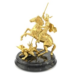 Георгий победоносец из бронзы на подставке из лабрадорита 190*190*260мм