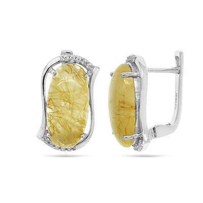 Серьги из серебра рутиловый кварц золотой, Нежность