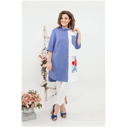 SandyNa 13591 джинс+белый, Брюки,  Туника