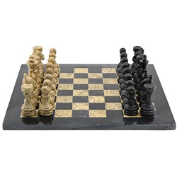 Шахматы из оникса черного и ракушечника "Премиум" 300*300мм