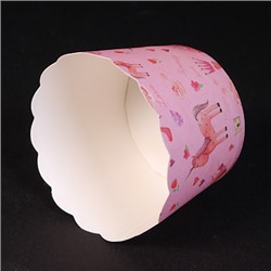 Бумажные стаканчики для кексов Розовые с единорогом 50*45 мм, 10 шт