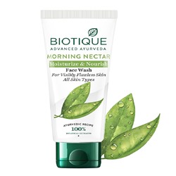 MORNING NECTAR Moisturize & Nourish FACE WASH, Biotique (УТРЕННИЙ НЕКТАР Увлажняющий и Питающий гель для умывания для лица, Для всех типов кожи, Биотик), 150 мл. - СРОК ГОДНОСТИ ДО 30 ИЮНЯ 2025 ГОДА