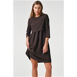 Платье повседневное свободное со сборкой черное