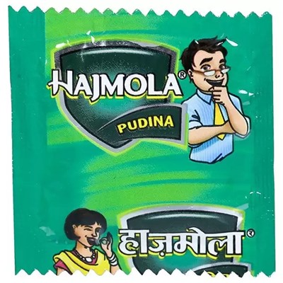 HAJMOLA PUDINA Tasty Digestive Tablets, Dabur (ХАДЖМОЛА МЯТА, жевательные таблетки для улучшения пищеварения, Дабур), 2 г. (уп. 4 таблетки)