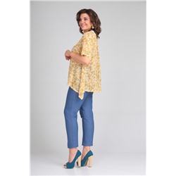 Michel chic 1339 горчичный-джинс, Брюки,  Блуза