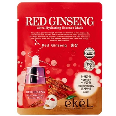 EKEL Маска тканевая д/лица с экстр.красн.женьшеня  Red ginseng Ultra Hydrating 25мл
