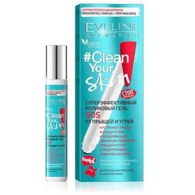 Eveline CLEAN YOUR SKIN Роликовый гель суперэффект.от прыщей и угрей 15мл