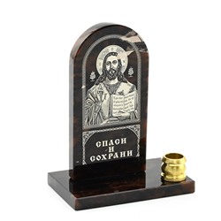 Икона из обсидиана на подставке арка "Иисус Христос" 1свеча 50*27*65мм.
