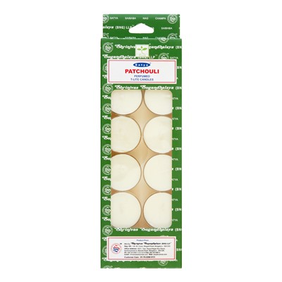 Perfumed T-Lite Candles PATCHOULI, Satya (Ароматические чайные свечи ПАЧУЛИ, Сатья), набор 12 шт.