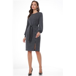 Платье трикотажное темно-синее с разрезом