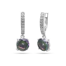 Серьги из серебра мистик кварц, Хоста