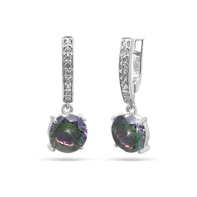 Серьги из серебра мистик кварц, Хоста