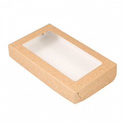 Коробка для печенья 20*12*3 см, Крафт с окном