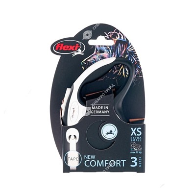 Рулетка Флекси New Comfort XS 3м, до 12кг ремень (чёрный) АГ