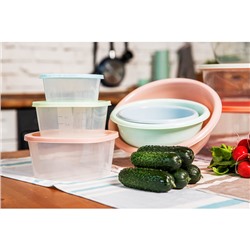 Набор контейнеров для продуктов квадратных 3шт, (0, 63л+1, 1л+1, 7л), пластик
