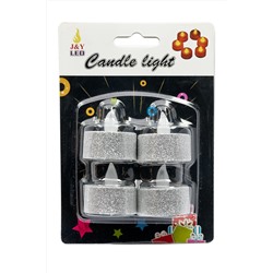 Набор свечей светодиодных на батарейках 3,5*3 см (4 шт) SF-7552, серебро