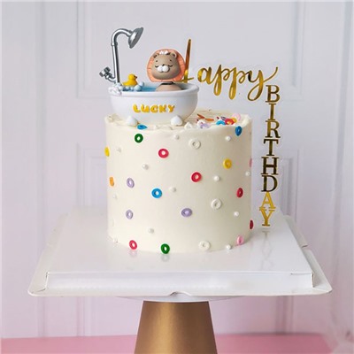Топпер уголок «Happy Birthday» черный фон с золотой надписью