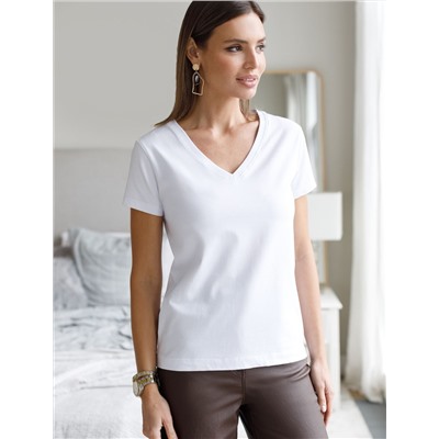 Футболка из премиального хлопка с V-образным вырезом