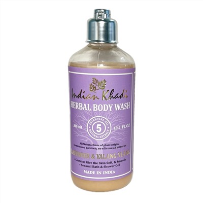 Herbal Body Wash LAVENDER &  YLANG YLANG, Indian Khadi (Натуральный гель для душа ЛАВАНДА И ИЛАНГ-ИЛАНГ, Индиан Кхади), 300 мл.