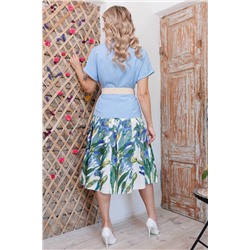 Мода Юрс 2641-2 голубой_ирисы, Юбка,  Жакет