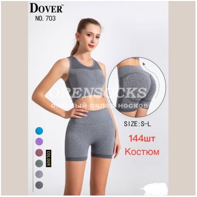 КОСТЮМ ДЛЯ ЗАНЯТИЙ СПОРТОМ (ВЕЛОСИПЕДКИ С ПОДТЯГИВАЮЩИМ ЭФФЕКТОМ+ТОП) АССОРТИ DOVER 703