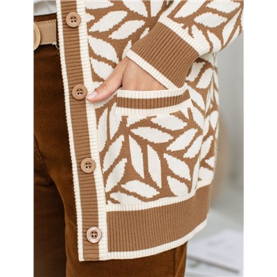 Кардиган жаккардовой вязки с кашемиром