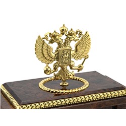 Часы из обсидиана коричневого "Герб РФ" 190*100*340мм