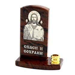 Икона из обсидиана на подставке "Иисус Христос" 1 свеча 50*27*65мм
