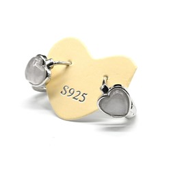 Серьги с розовым кварцем Сердце 9*9мм, 2,6г