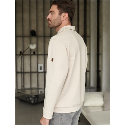 Свитшот с воротом стойкой на молнии из эластичного футера двухнитки