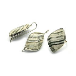 Кольцо и серьги скарн "Грация",  размер-18