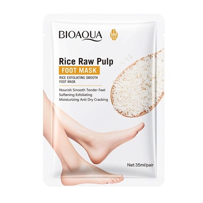 Маска-носочки для ног увлажняющая с экстрактом Риса BIOAQUA, 1 пара.