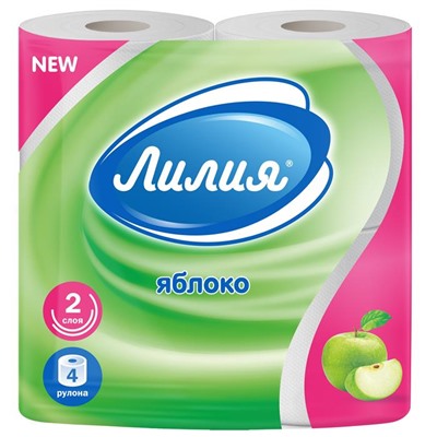 Туалетная бумага ЛИЛИЯ 2 слоя  4шт. Яблоко