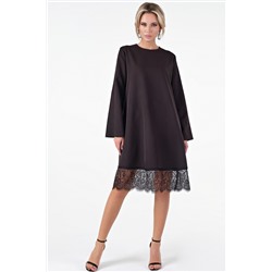 Платье нарядное широкое с кружевом черное