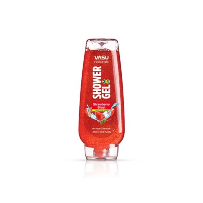 STRAWBERRY BLAST Shower Gel 3 in 1, Vasu (КЛУБНИЧНЫЙ ВЗРЫВ Гель для душа 3 в 1, Васу), 250 мл.