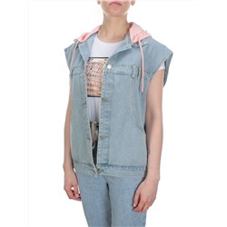 812 BLUE/PINK Джинсовый жилет женский (100% хлопок) размер 58